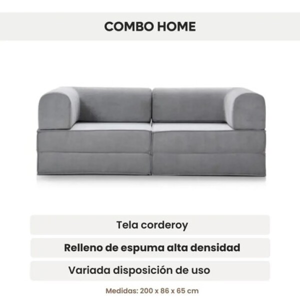 Sofa Sillón Cama Teddy Full Premium 3 Cuerpos Corderoy Gris 1