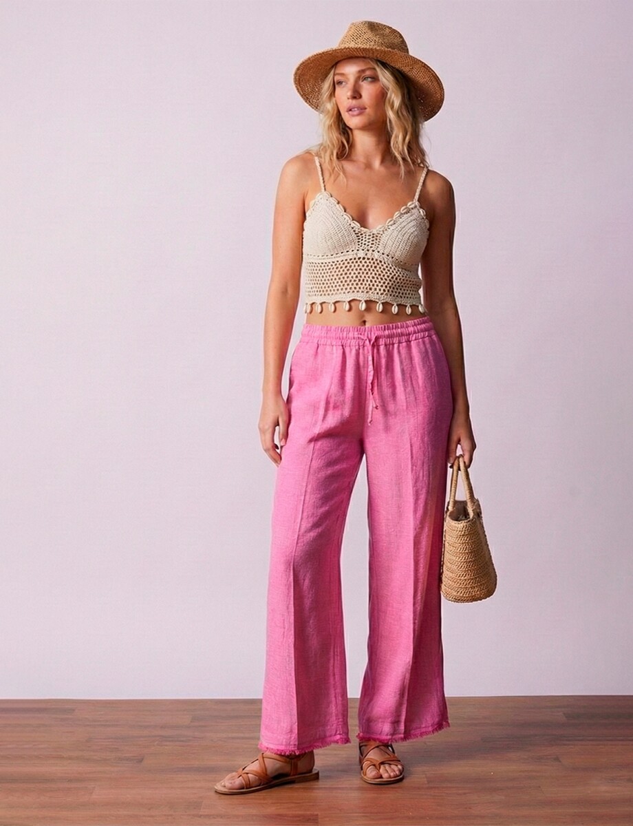 Pantalon Lino Cordel - Fucsia 