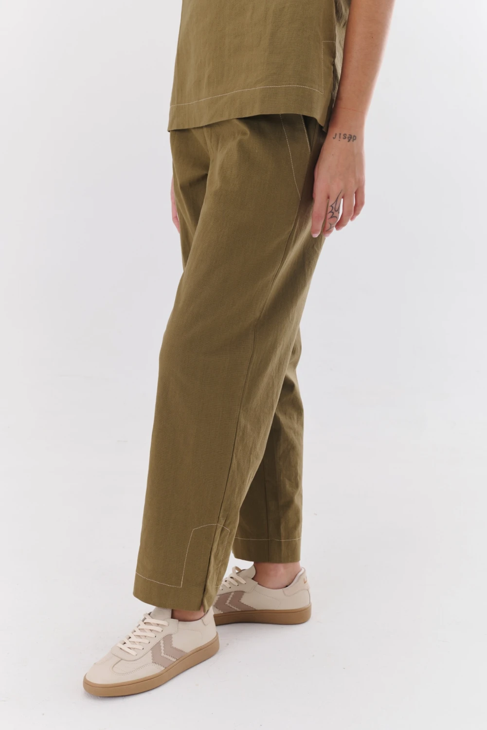 PANTALON LINO STRECH verde 2