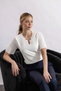 Blusa Mangas Cortas. Celeste