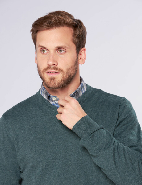 BUZO TEJIDO CUELLO EN V Verde oscuro