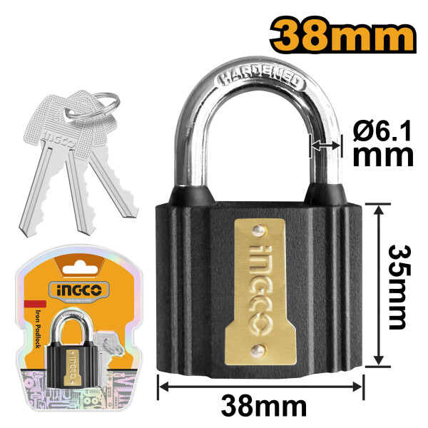 CANDADO HIERRO 38MM INGCO 3 LLAVES DIPL0401 CANDADO HIERRO 38MM INGCO 3 LLAVES DIPL0401