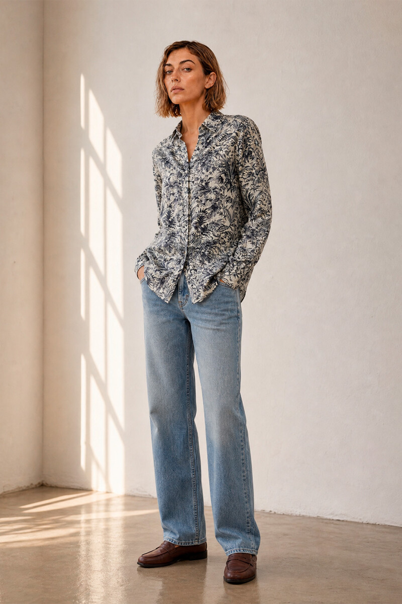 CAMISA JULIETA HOJAS NEGRO
