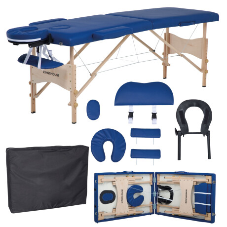 Cama Camilla Masajes Portatil Plegable 2 Secciones Azul