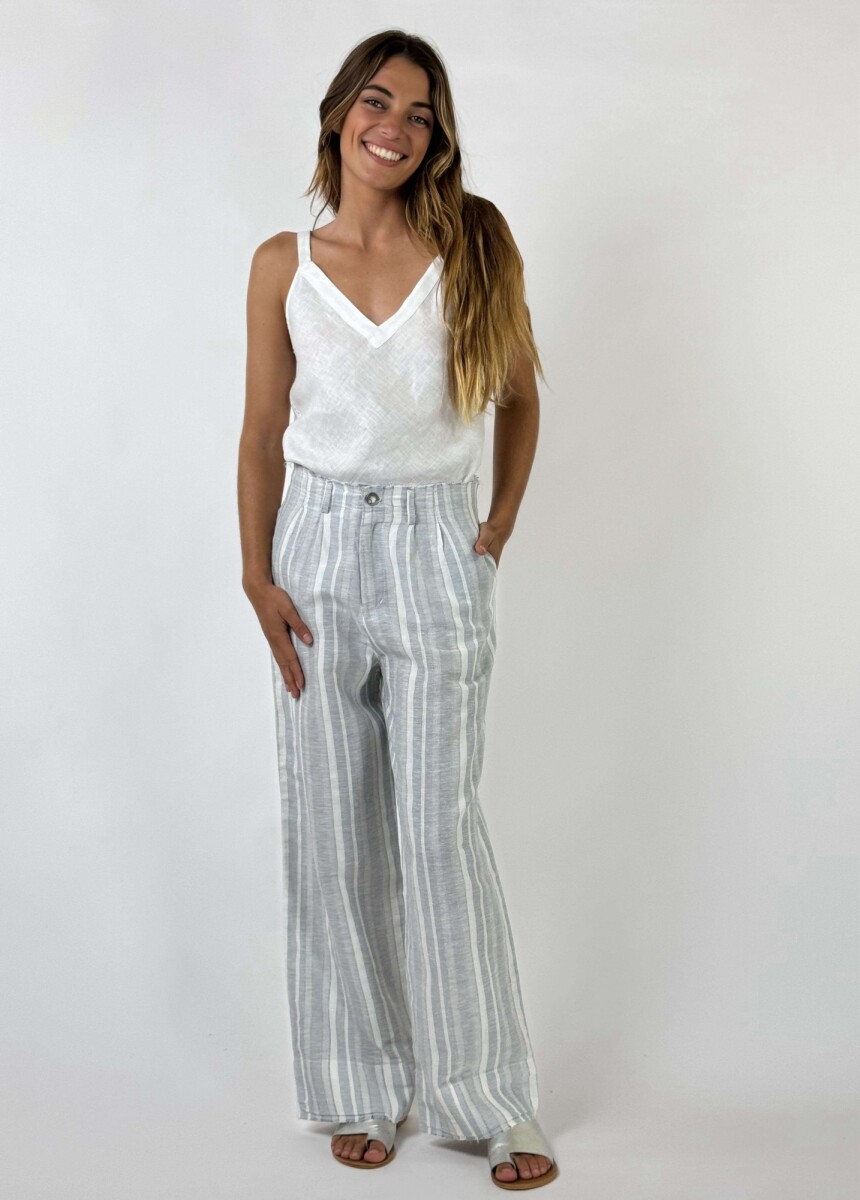 PANTALON MANHATTAN RAYADO - CELESTE 