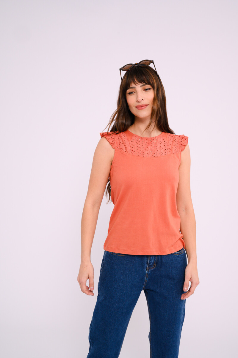 Blusa con calado Terracota