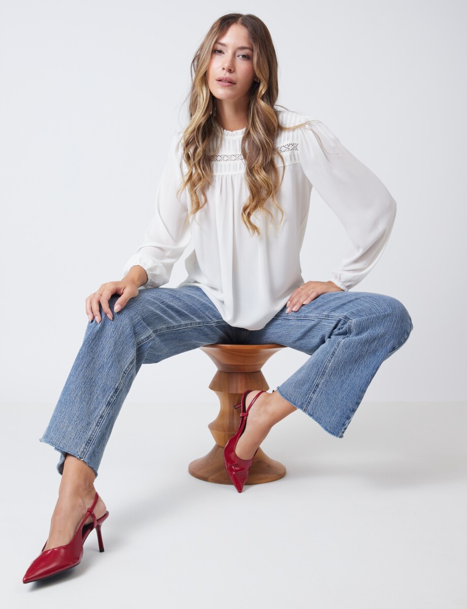 Blusa Gasa Puntilla - Crudo 