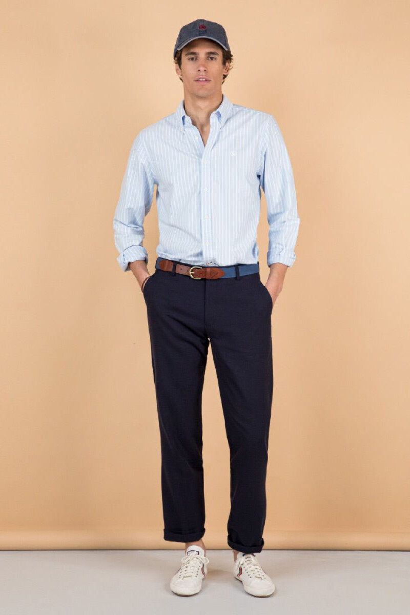 Camisa Oxford El Ganso Raya Butcher Celeste