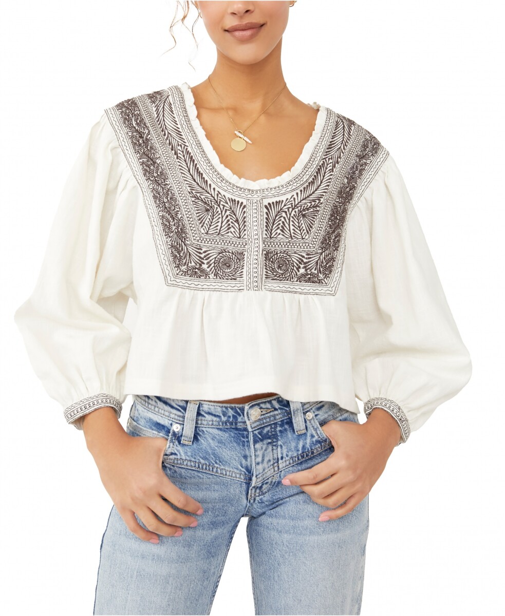 Iggie embroidered top - Marfil 