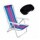 Silla Recli Alum 8Pos 100kg + Mesa Lateral Port Divisiones Celeste/fucsia