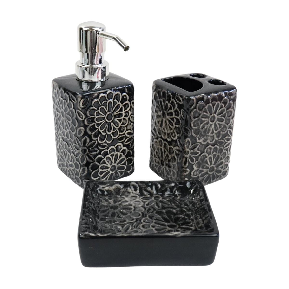 Set de baño de ceramica labrado 