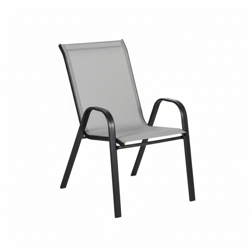 Silla de Jardín Textilina y Acero Apilable Gris