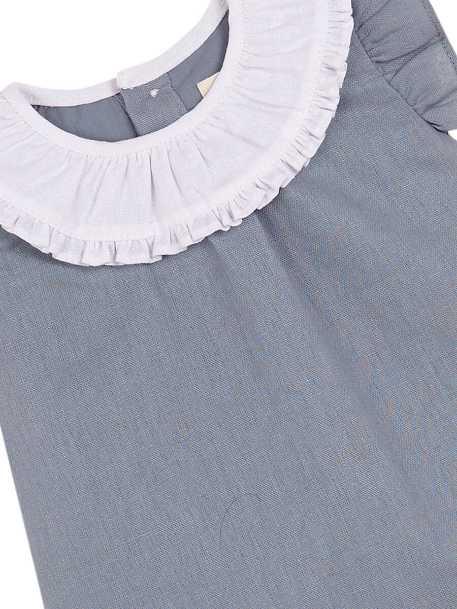 Vestido Cuello Contraste Gris