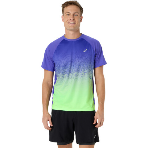 Polo Running Road Fade SS Top Hombre Cobalt Burst/illuminate Green