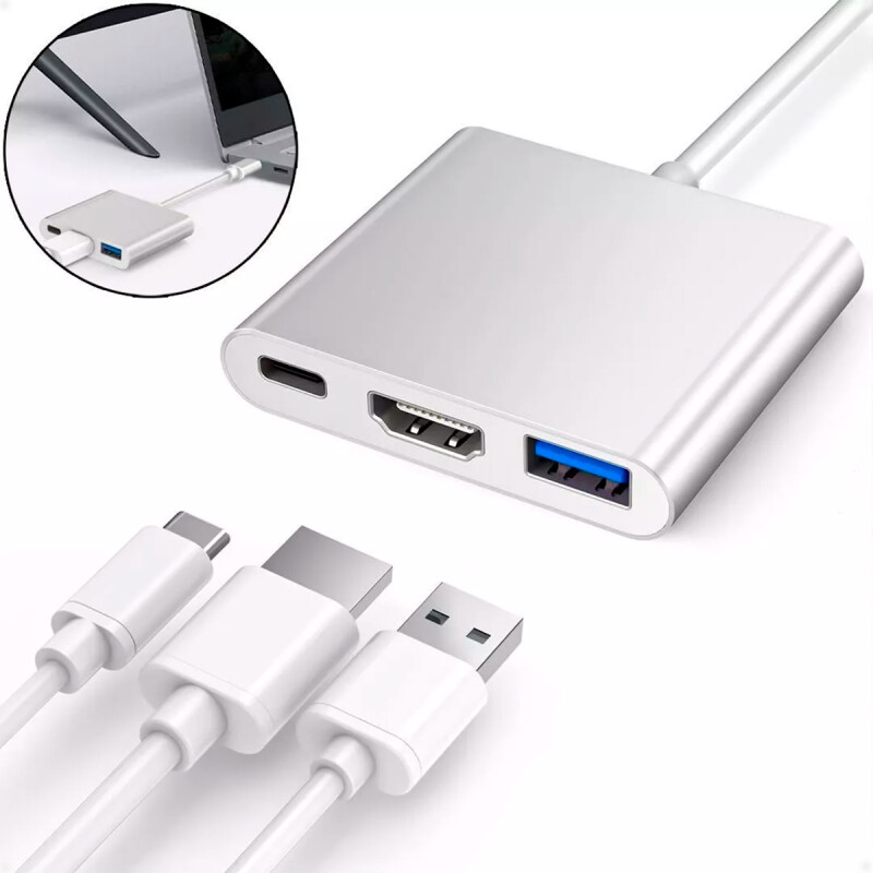HUB Adaptador USB Tipo C 3.1 a HDMI, USB Tipo C y USB A Compatible con Mac HUB Adaptador USB Tipo C 3.1 a HDMI, USB Tipo C y USB A Compatible con Mac