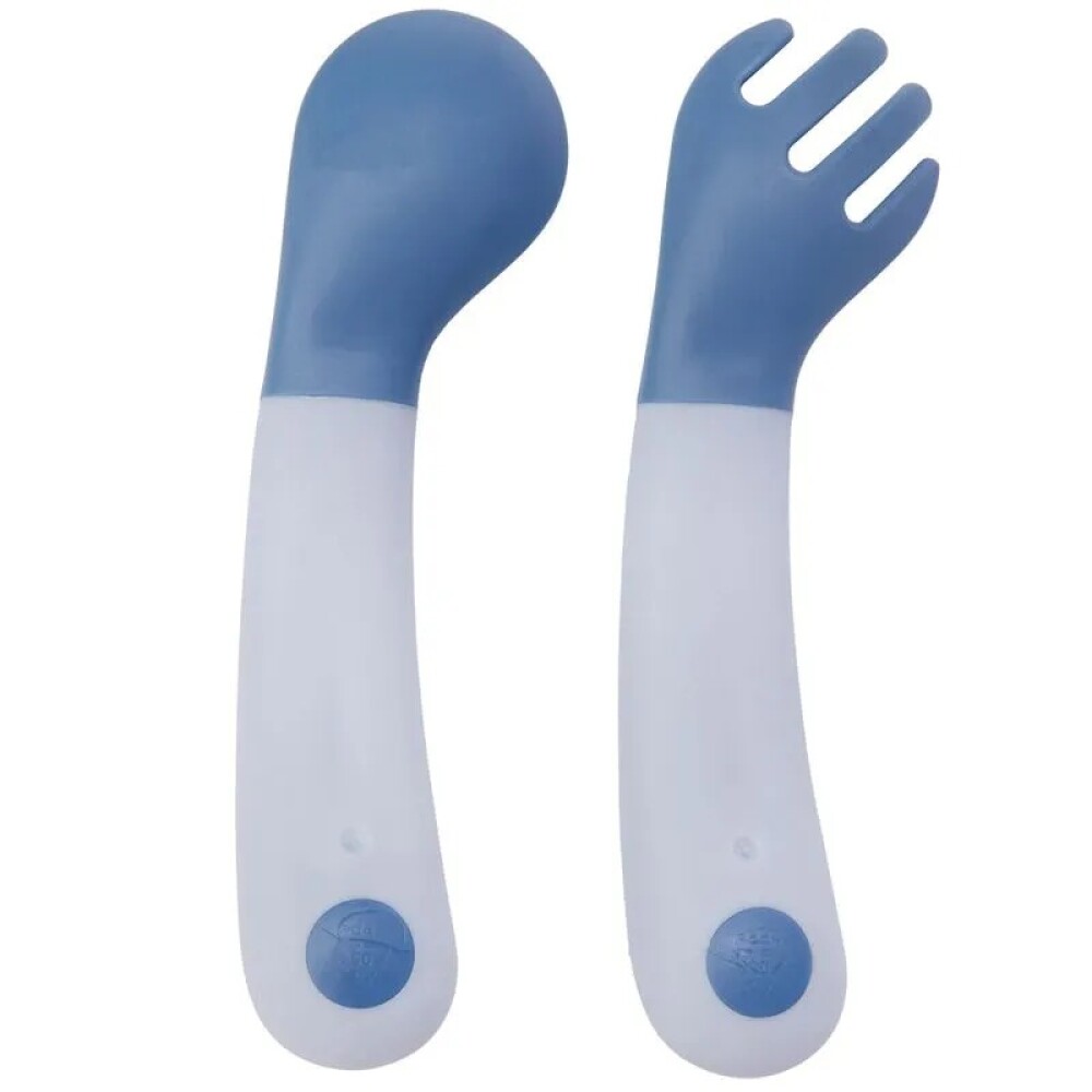 Set x2 cubiertos entrenamiento curvo pastel BUBA celeste