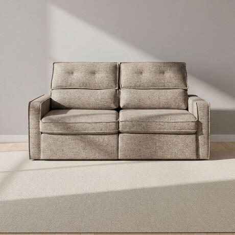 SOFA RETRACTIL 2 CUERPOS TELA MARRON AMBAR TOSTADO
