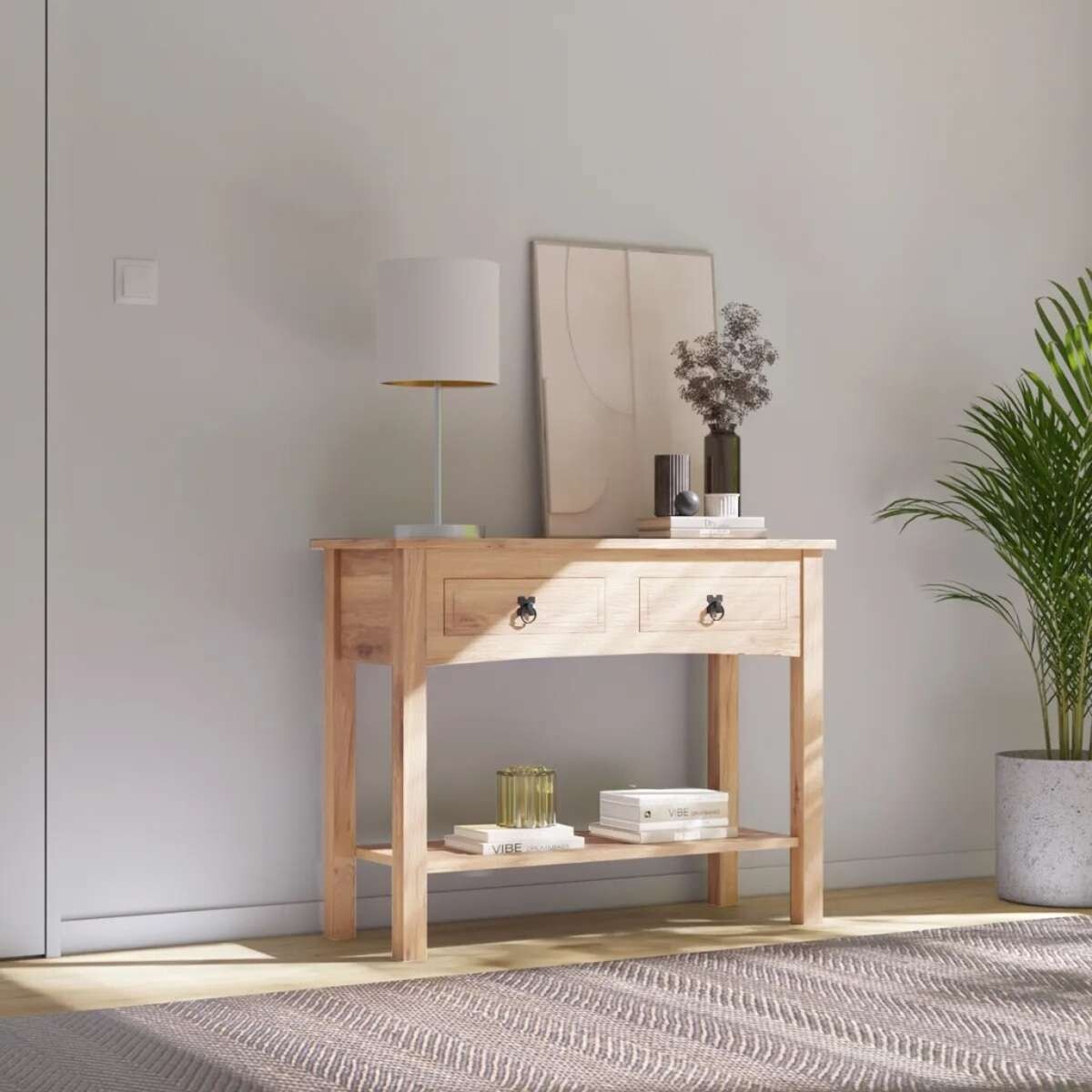 Mesa de arrime 2 cajones Living Linea mexicana - Natural 