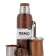 Kit Termo 1Lt Con Base De Silicona + Mate De Acero Tradicional Copper