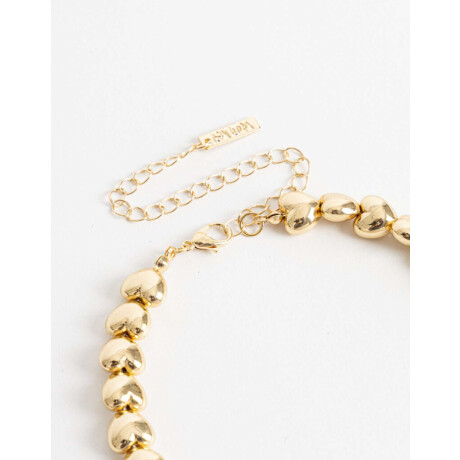 Collar Corto Corazones Metal Bold Dorado
