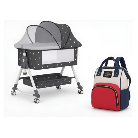 Cuna Colecho Moises Con Ruedas Y Mosquitero Bebe Gris