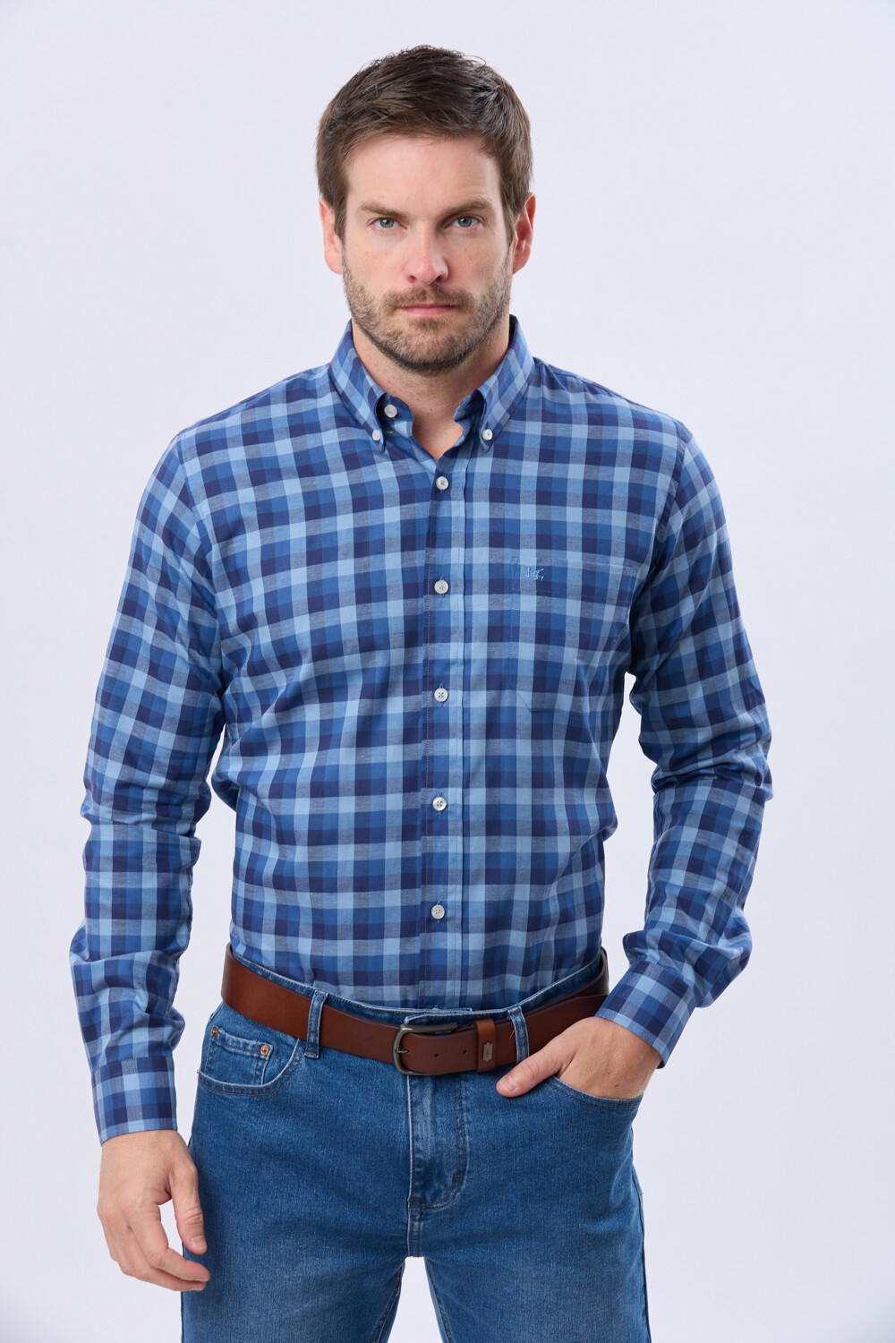 CAMISA SPORT A CUADROS Azul