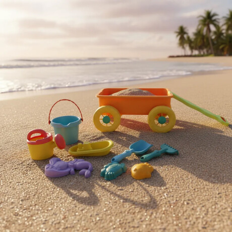 Set Juego De Playa Infantil C/Carretilla Moldes 10 piezas Naranja/amarillo