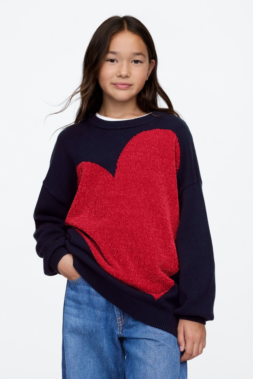 Buzo Túnica Niña Navy Red Hearts
