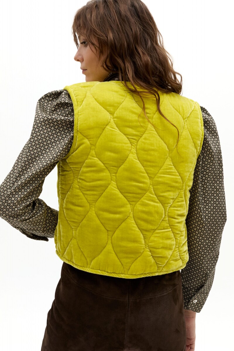 Chaleco Waves en Terciopelo de seda Amarillo Citrón