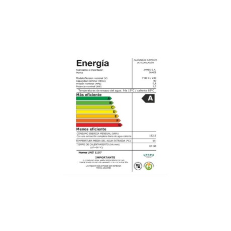 TERMOTANQUE JAMES 80 Lts. COBRE. TERMOTANQUE JAMES 80 Lts. COBRE.