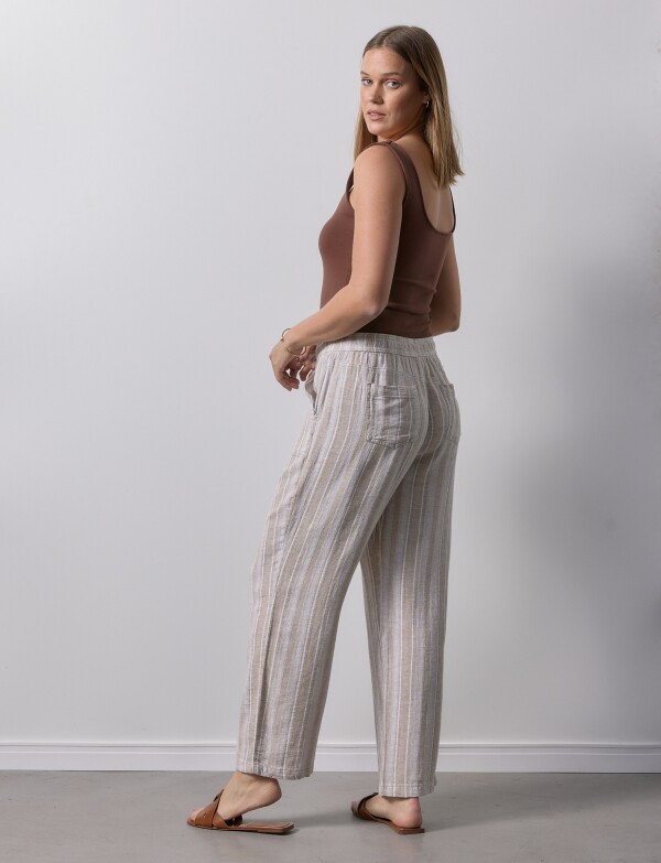 Pantalon Lino BEIGE/MULTI