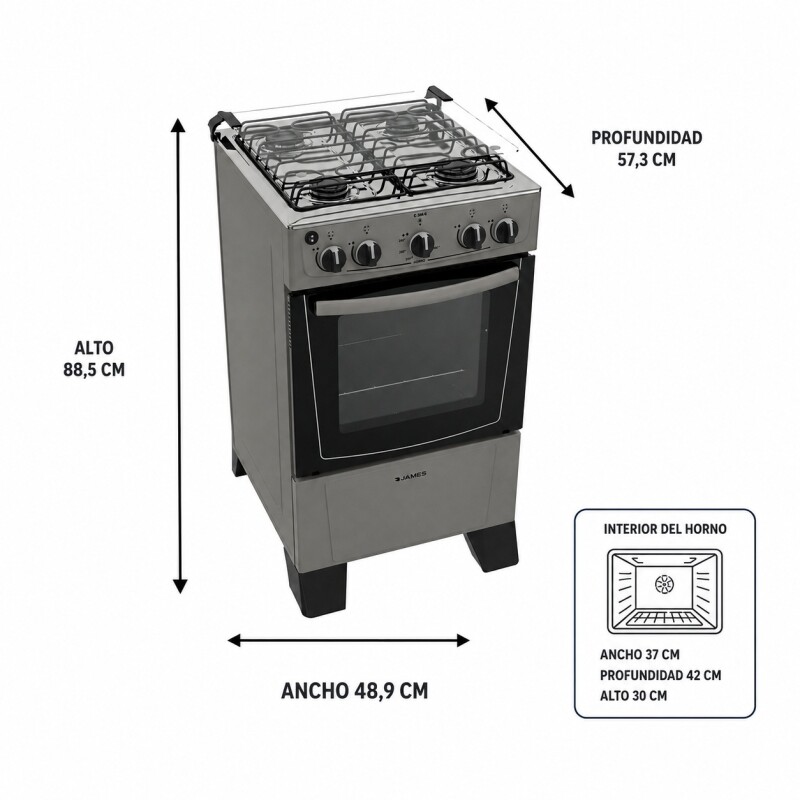Cocina A Gas James 4 Hornallas Titanuim C 105 B Cocina A Gas James 4 Hornallas Titanuim C 105 B