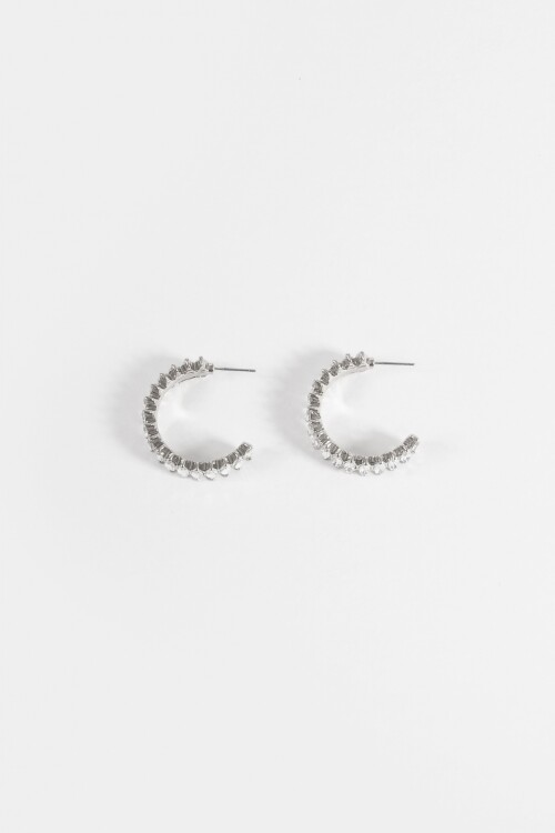Aros strass plateado