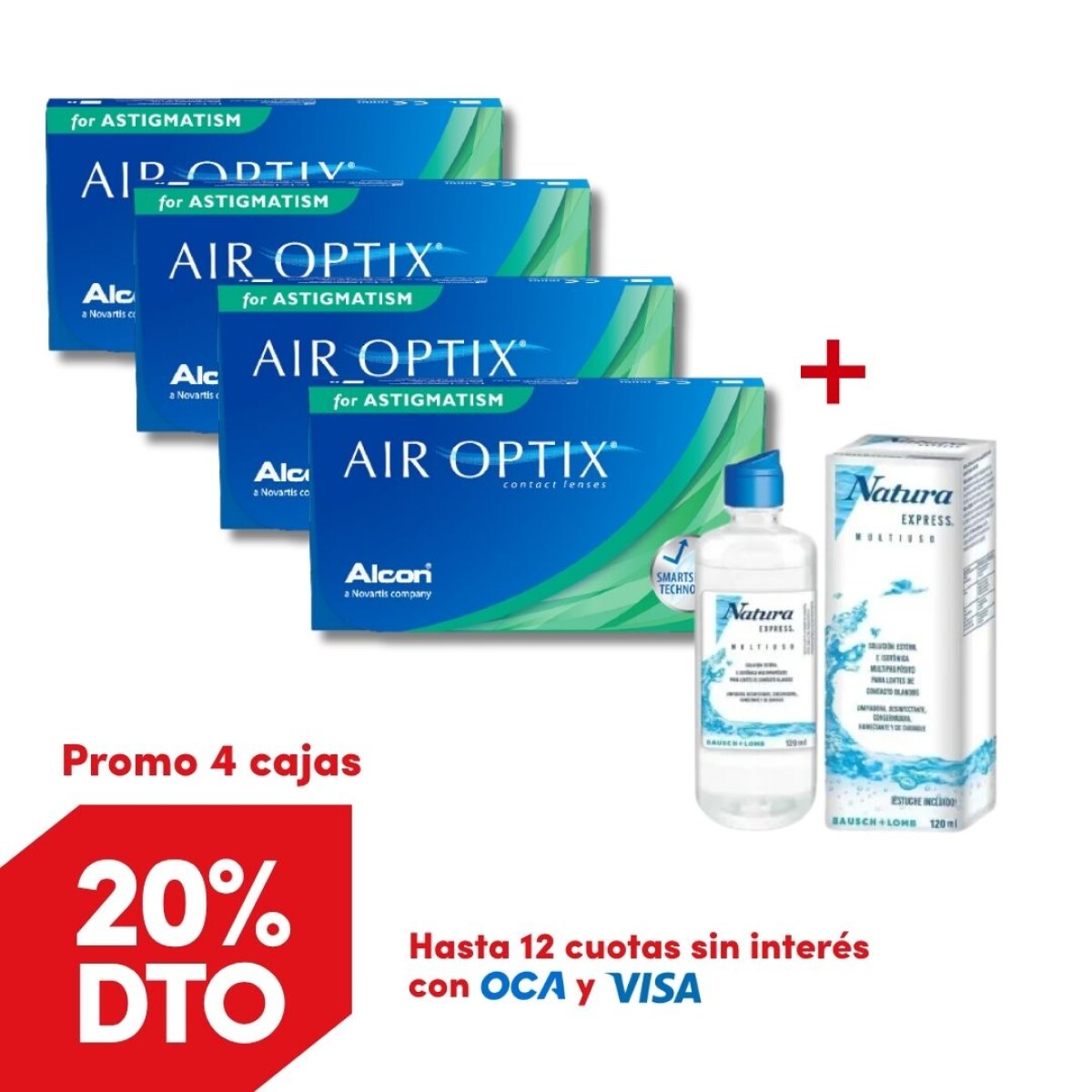 Air Optix Plus Astigm- PROMO 4 cajas Renú Natura 