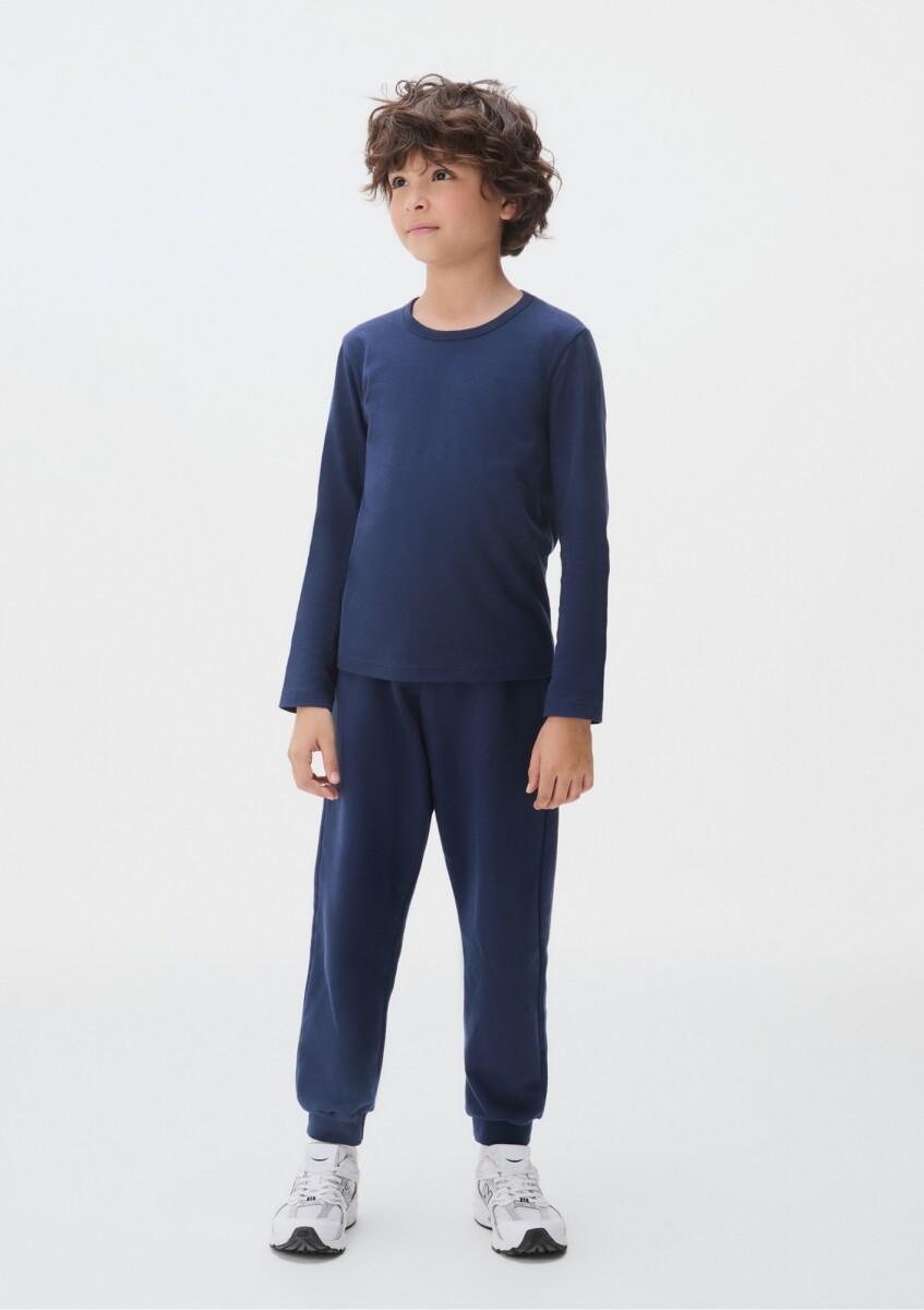 CAMISETA ML MASC - AZUL ESCURO 