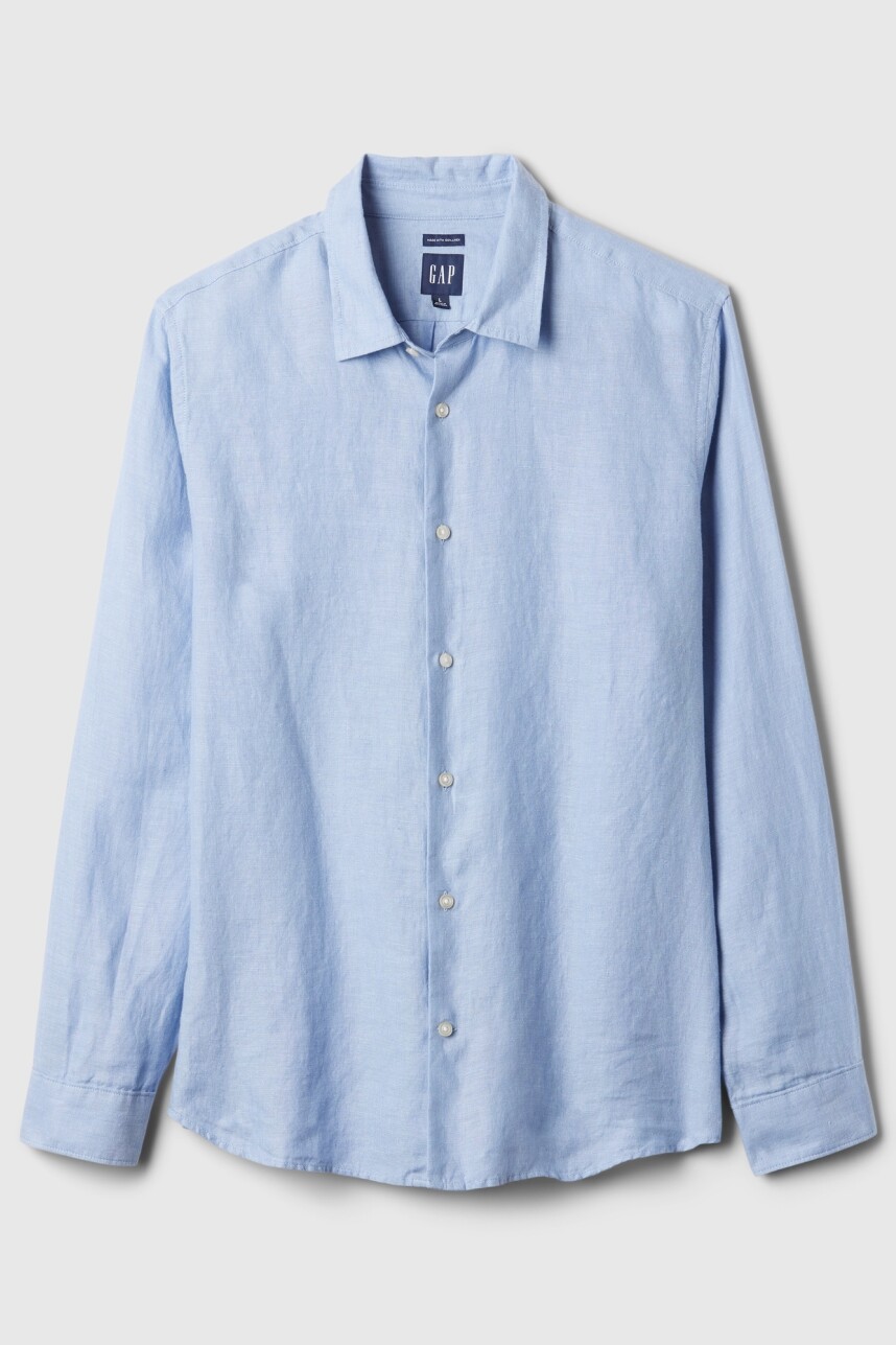 Camisa De Lino Hombre Distant Blue