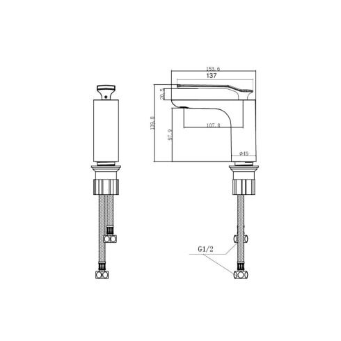 Griferia Para Lavatorio Bajo Cromado Monocomando Serie Modena GRIS