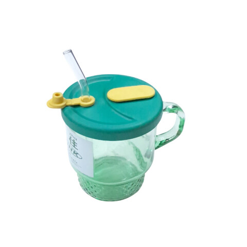 Taza vaso de vidrio con tapa 400 ml Taza Vaso De Vidrio Con Tapa 400 Ml