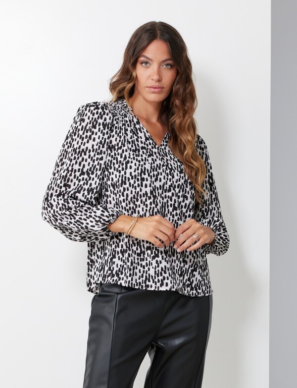 Blusa Gasa Print MULTI/NEGRO