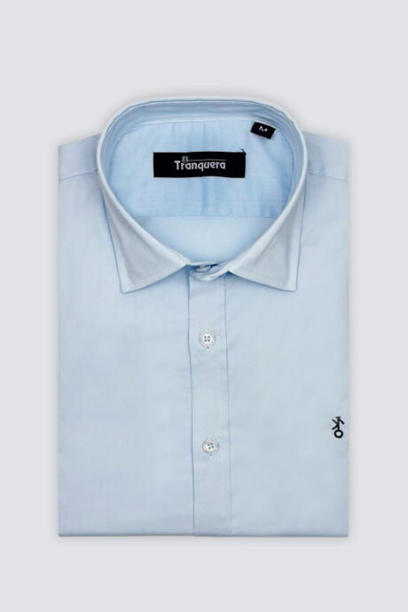 Camisa de Hombre Premium Cuello s/Botones Celeste Liso