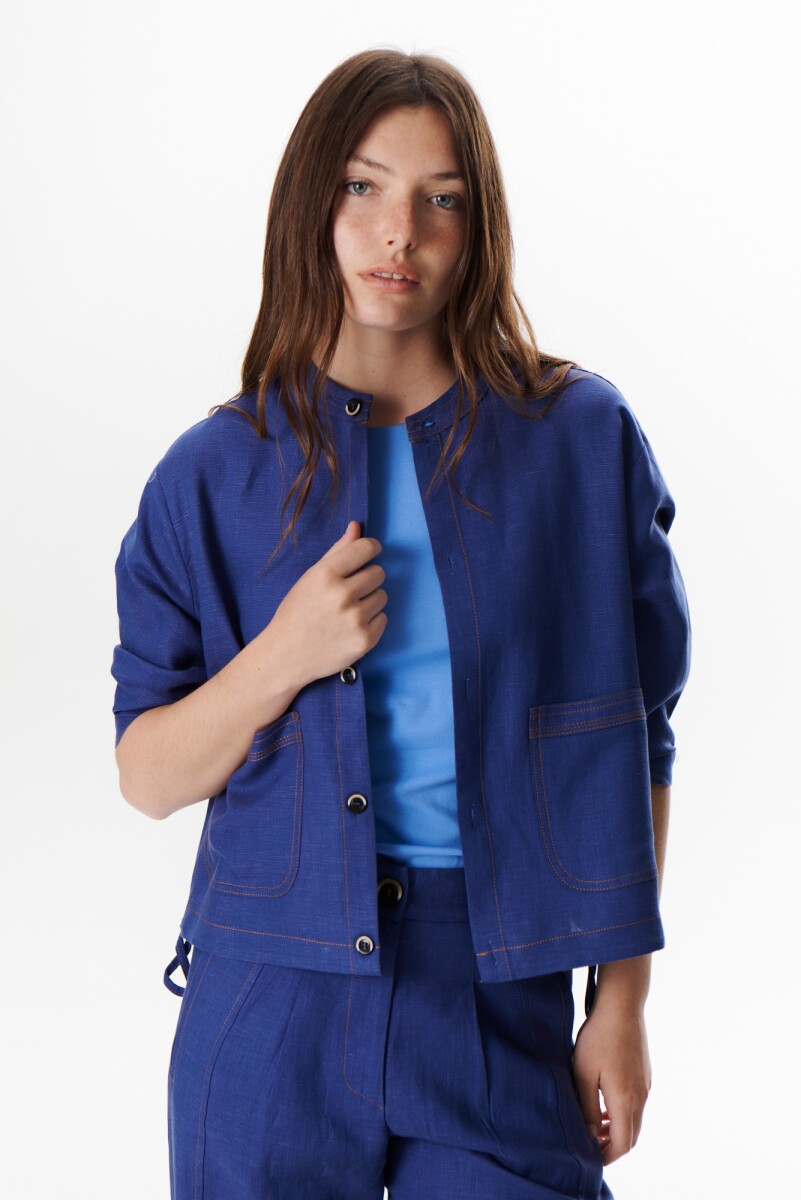 CHAQUETA LINO SOHO - AZUL 