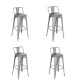 Taburete Tolix Pack 4 unidades En Metal Con Respaldo Gris