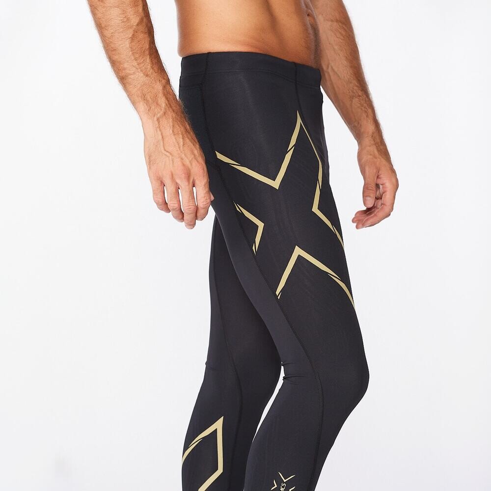 Leggings Running Light Speed Compression Hombre Black/gold Reflective