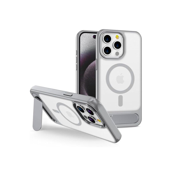 Protector para iPhone 15 Pro Max con MagSafe y soporte gris Protector Para Iphone 15 Pro Max Con Magsafe Y Soporte Gris