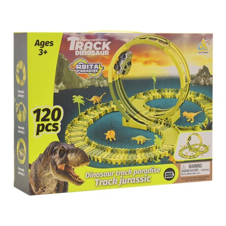 Pista Carreras Dinosaurio Jurassic Flexible Encastrable 120P Verde