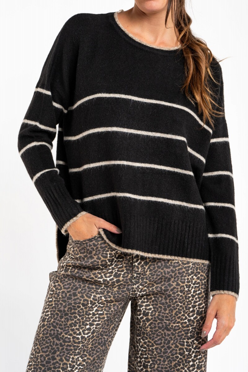 Sweater Rayado - Negro 