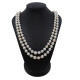 Collar perlas de cultivo dos vueltas con broche oro 18k blanco, brillantes y esmeraldas Collar perlas de cultivo dos vueltas con broche oro 18k blanco, brillantes y esmeraldas