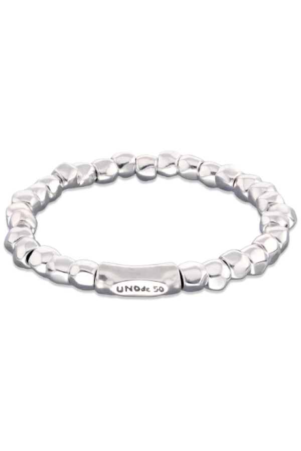 PULSERA ELÁSTICA DE CUENTAS DE ALECIÓN DE METALES BAÑADAS EN PLATA Pulsera
