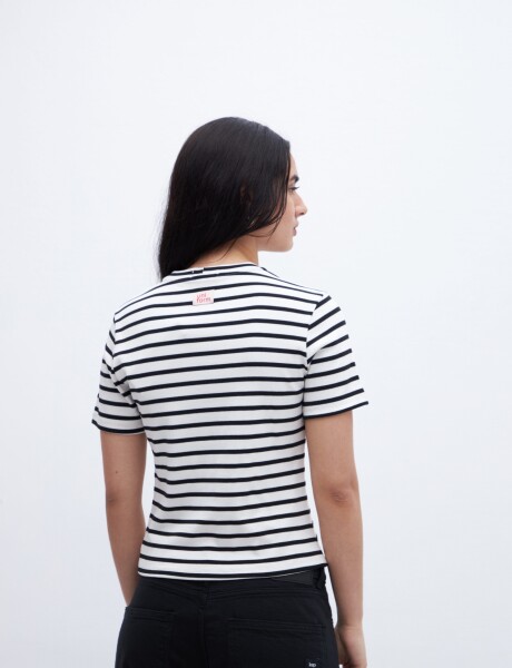 Remera Eva Rayas negra