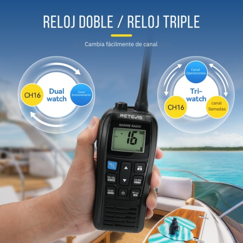 Radio Marino VHF Retevis RM22 6W IP67 Flotante NOAA 88 Canales Radio Marino VHF Retevis RM22 6W IP67 Flotante NOAA 88 Canales
